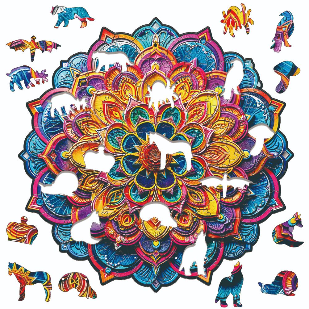 Mandala Flower Bouquet Premium Wooden Jigsaw Puzzle for Adults - Large - 5 Hours to Complete
