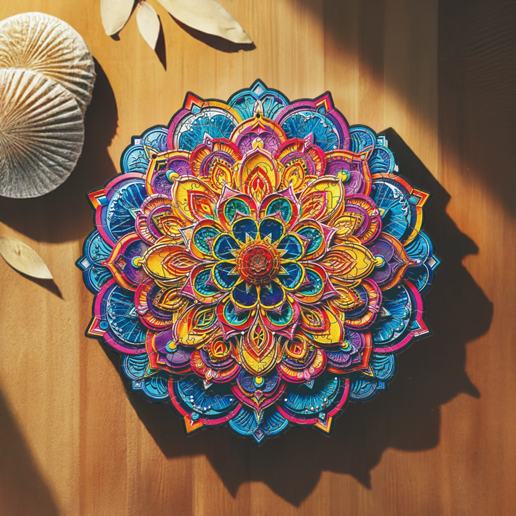 Mandala Flower Bouquet Premium Wooden Jigsaw Puzzle for Adults - Large - 5 Hours to Complete