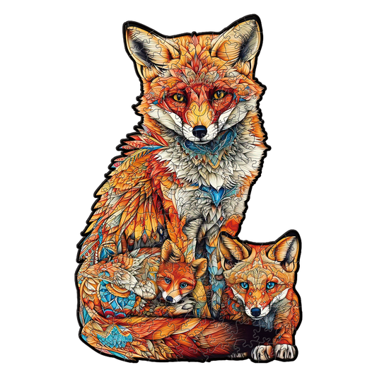 Fox with Pup Premium Wooden Jigsaw Puzzle for Adults - Large - 5 Hours to Complete