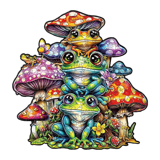 Frog and Mushroom Premium Wooden Jigsaw Puzzle for Adults - Large - 5 Hours to Complete