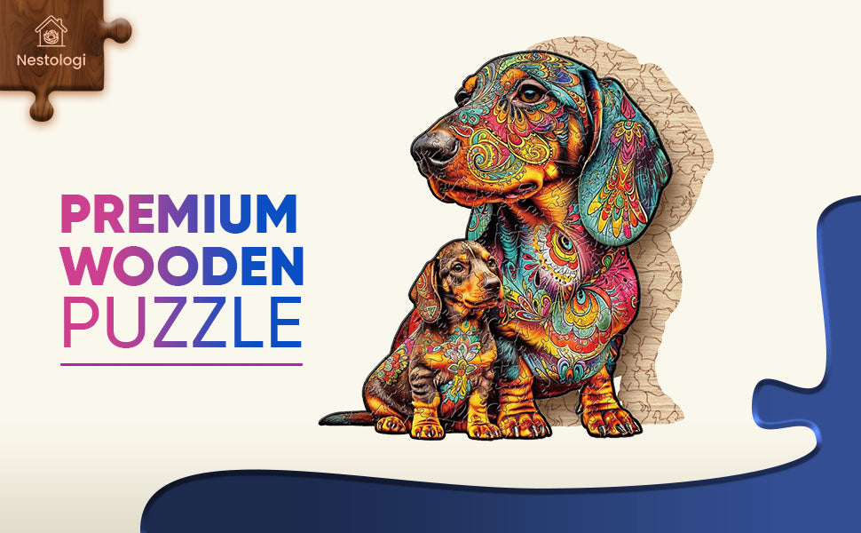Dachshund Weiner Dog Premium Wooden Jigsaw Puzzle for Adults - Large - 5 Hours to Complete