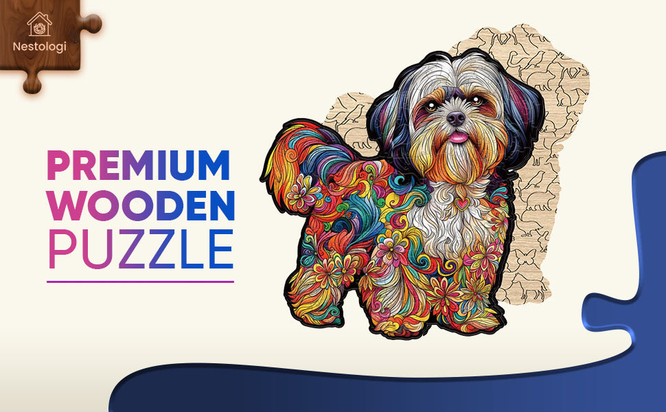 Shih Tzu Dog Premium Wooden Jigsaw Puzzle for Adults - Large - 5 Hours to Complete