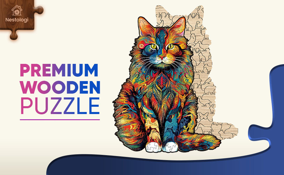 Maine Coon Cat Premium Wooden Jigsaw Puzzle for Adults - Large - 5 Hours to Complete