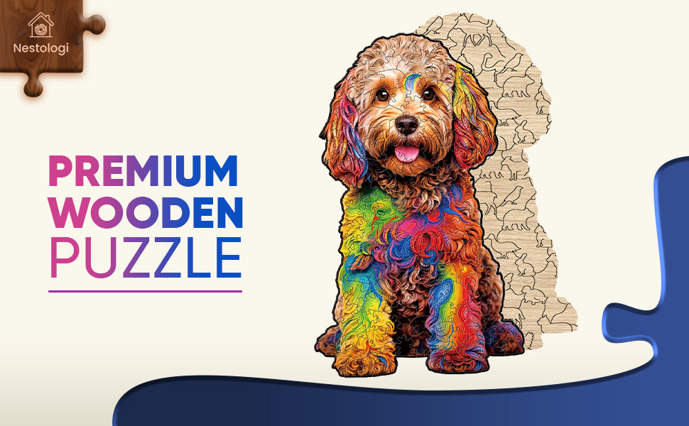Labradoodle Dog Premium Wooden Jigsaw Puzzle for Adults - Large - 5 Hours to Complete