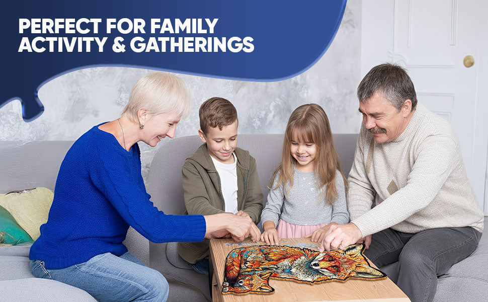 Fox with Pup Premium Wooden Jigsaw Puzzle for Adults - Large - 5 Hours to Complete