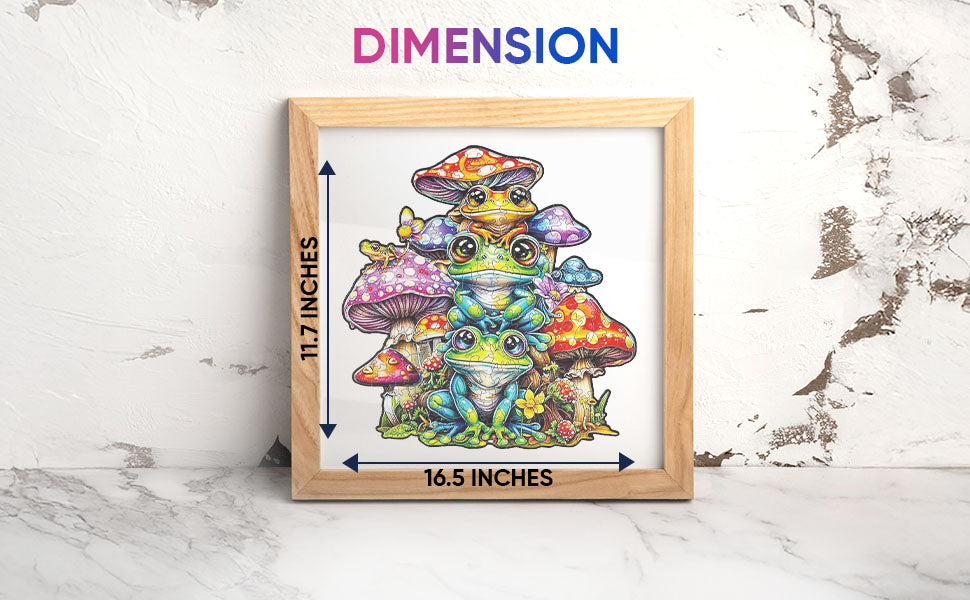 Frog and Mushroom Premium Wooden Jigsaw Puzzle for Adults - Large - 5 Hours to Complete